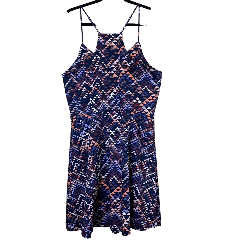 Banana Republic Womens Geometric Fit & Flare Halter Mini Dress Size 14 Boho
